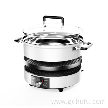 Electric Barbecue Grill Cooker With Pot And Grill